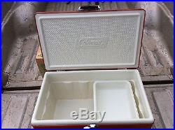 VINTAGE Red Coleman Cooler Ice Chest Metal With Box Snow Lite NICE CONDITION