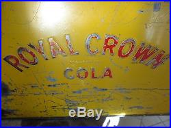 VINTAGE YELLOW METAL ROYAL CROWN COLA COOLER MFG. PROGRESS REFRIGERATION CO