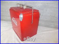 Vintageexceptional 1950's Temp-rite Coca Cola Embossed Metal Cooler. Nice