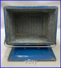 VTG 1940-50s Drink Pepsi Cola Soda Picnic Cooler Embossed Blue Metal with Tray