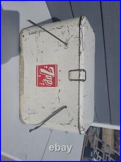 VTG. 1950'S Embossed 7up Bottle Metal Cooler Progress Refrigerator Ice Chest