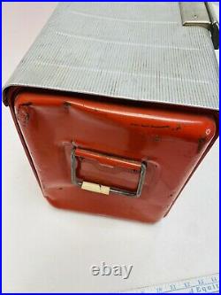 VTG 1950'S Poloron Thermaster Metal Cooler Ice Chest Res Orange Original