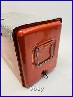 VTG 1950'S Poloron Thermaster Metal Cooler Ice Chest Res Orange Original