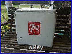 VTG 1950's Metal 7 UP Cooler by Progress Refrigerator Co withBottle Opener Nice