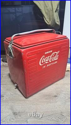 VTG 1950s COCA-COLA Metal Ice Chest Cooler & Tray, Progress Refrigerator Co. USA