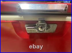 VTG 1970s COLEMAN Red Metal Cooler/Ice Chest withHandles, Openers & Drain 22X16X14