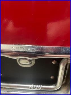 VTG 1970s COLEMAN Red Metal Cooler/Ice Chest withHandles, Openers & Drain 22X16X14