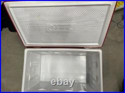 VTG 1970s COLEMAN Red Metal Cooler/Ice Chest withHandles, Openers & Drain 22X16X14