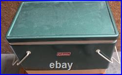 VTG 1973 Coleman Cooler Green Metal Ice Chest Cooler with Original Insert CLEAN
