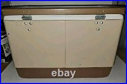 VTG 1977 Coleman Brown Beige Tan Metal Cooler WithOpener 18x11x13 JC432-F