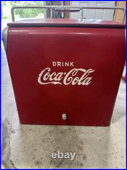 VTG 50s Drink COCA-COLA Red Metal Cooler Progress Refrigerator Co USA Exc Cond