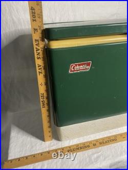 VTG 70s Coleman Green Metal Cooler Chest Camping 22.5x13.5x16