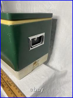 VTG 70s Coleman Green Metal Cooler Chest Camping 22.5x13.5x16