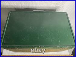 VTG 70s Coleman Green Metal Cooler Chest Camping 22.5x13.5x16