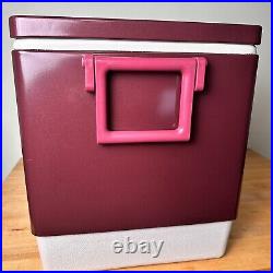 VTG Coleman Steel Belted 54 Qt Cooler Vintage Maroon 1986 withtray GREAT CONDITION