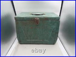VTG Kampkold Metal Ice Chest Cooler Tray Turquoise Camping RV Airstream 50s Read