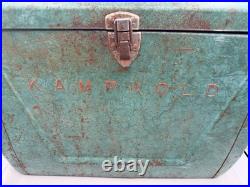 VTG Kampkold Metal Ice Chest Cooler Tray Turquoise Camping RV Airstream 50s Read