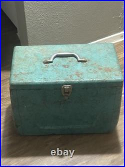 VTG Kampkold Metal Ice Chest Cooler Tray Turquoise Camping RV Airstream 50s Read