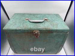 VTG Kampkold Metal Ice Chest Cooler Tray Turquoise Camping RV Airstream 50s Read