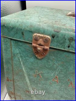 VTG Kampkold Metal Ice Chest Cooler Tray Turquoise Camping RV Airstream 50s Read