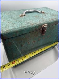 VTG Kampkold Metal Ice Chest Cooler Tray Turquoise Camping RV Airstream 50s Read