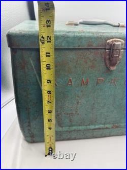VTG Kampkold Metal Ice Chest Cooler Tray Turquoise Camping RV Airstream 50s Read
