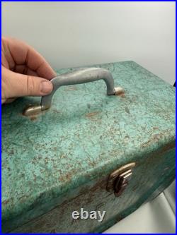 VTG Kampkold Metal Ice Chest Cooler Tray Turquoise Camping RV Airstream 50s Read