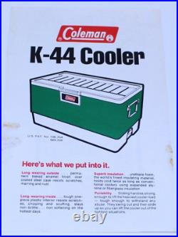 VTG NOS Coleman K-44 Metal Cooler Camping Ice Chest 44qt Green 58-07 1977 USA NY