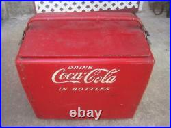 VTG Unrestored Metal Coca-Cola in Bottles 1950s Cooler CAVALIER withSANDWICH TRAY