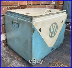 VW Camper Van Drinks Cooler Ice Box Vintage Retro Style Metal Blue