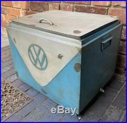 VW Camper Van Drinks Cooler Ice Box Vintage Retro Style Metal Blue