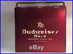 Very RARE Antique 1950s Budweiser Vintage Red Metal Beer Party Cooler