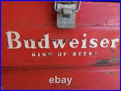 Very Rare Antique 1950's Budweiser Vintage Red Metal Beer Party Cooler
