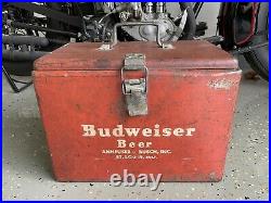 Very Rare Antique 1950s Budweiser Vintage Red Metal Beer Party Cooler