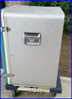Vintag Coleman Aluminum Refrigerator Cooler Robin's Egg Blue Diamond Trays 1950s