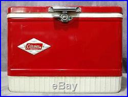Vintage 02/1965 Coleman Diamond Label Red 14-Gallon Snow Lite Cooler Model 5215B