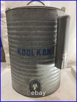 Vintage 15 Giant Gallon Galvanized Metal Water Cooler US Stool Kool Kan Igloo