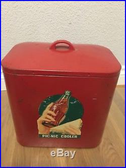 Vintage 1940's Coke Coca Cola Picnic Chest Metal Cooler