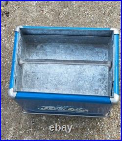 Vintage 1940s Double Dot Drink Pepsi Cola Blue Metal Ice Chest withTray Rare