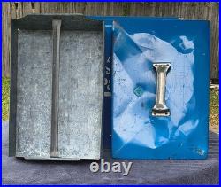 Vintage 1940s Double Dot Drink Pepsi Cola Blue Metal Ice Chest withTray Rare