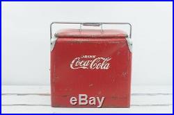 Vintage 1940s Red Metal Coca Cola Cooler Progress Refrigeration Sandwich Tray