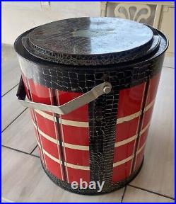 Vintage 1950-60s Red Metal Poloron Picnic Travel Fishing Cooler