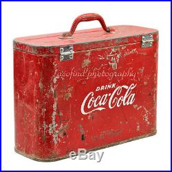 Vintage 1950 Embossed Logo COKE Coca Cola Metal Airline Soda Cooler Ice Chest