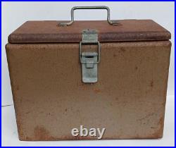 Vintage 1950 Little Brown Chest Karryall Cooler Ice Chest All Metal Nice Patina