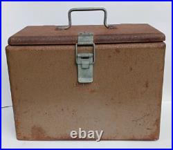 Vintage 1950 Little Brown Chest Karryall Cooler Ice Chest All Metal Nice Patina