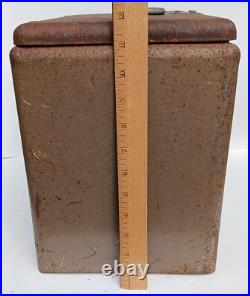 Vintage 1950 Little Brown Chest Karryall Cooler Ice Chest All Metal Nice Patina