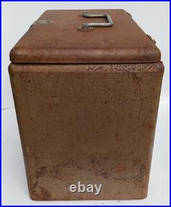Vintage 1950 Little Brown Chest Karryall Cooler Ice Chest All Metal Nice Patina