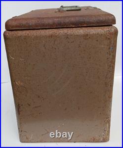 Vintage 1950 Little Brown Chest Karryall Cooler Ice Chest All Metal Nice Patina