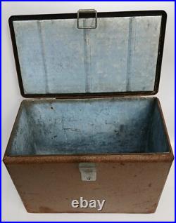 Vintage 1950 Little Brown Chest Karryall Cooler Ice Chest All Metal Nice Patina