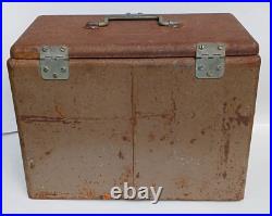 Vintage 1950 Little Brown Chest Karryall Cooler Ice Chest All Metal Nice Patina